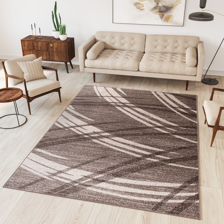 Килим, Tapiso, Sari, K197A, Размер 180x260 см, Височина на косъма 10 мм, Плътност на косъма 2200 g/m², Предназначен за всекидневна, Полипропилен, Светлокафяв