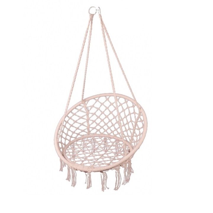 Leagan suspendat XXL pentru curte sau gradina cu perna Ecru