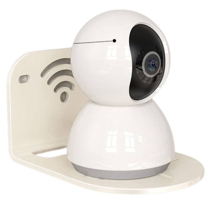 Suport Universal Camera Supraveghere Jaskus® - Montaj Plat/Inversat, Inclusiv Baza Compatibila Xiaomi, Unghiu Reglabil 180°, Rezistent la Umiditate, Pentru Interior/Exterior, Alb Nuga