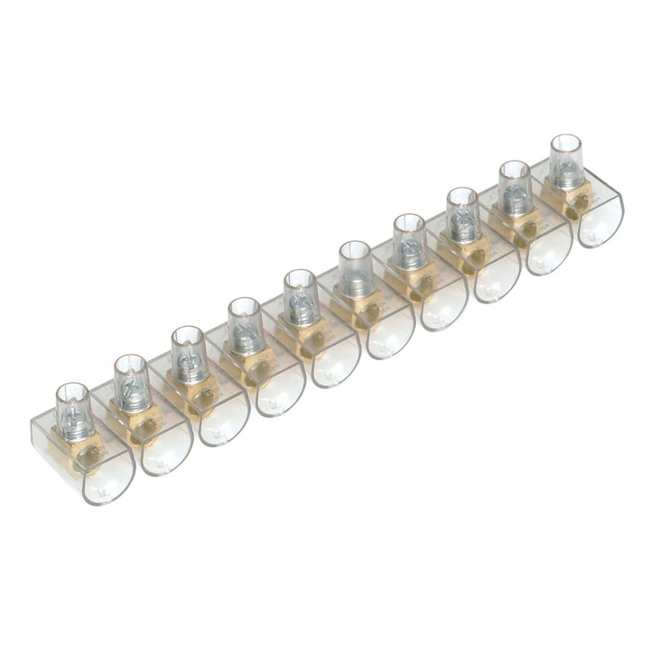 Regleta (rigleta), Transparenta, Cap Fir, Set de 10 Buc, Izolate Individual, Pentru Cabluri cu Sectiunea Maxima de 6 mm²
