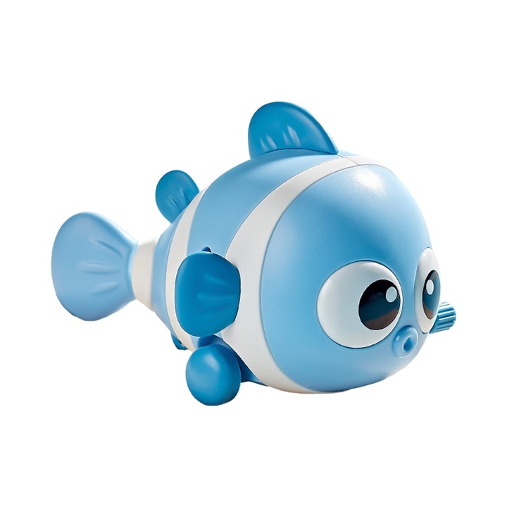 Jucarie mecanica pentru copii toolsy, pestisor haios, cu cheita, distractiv, se taraste, se misca, 11 x 9 x 7.5 cm cm, albastru