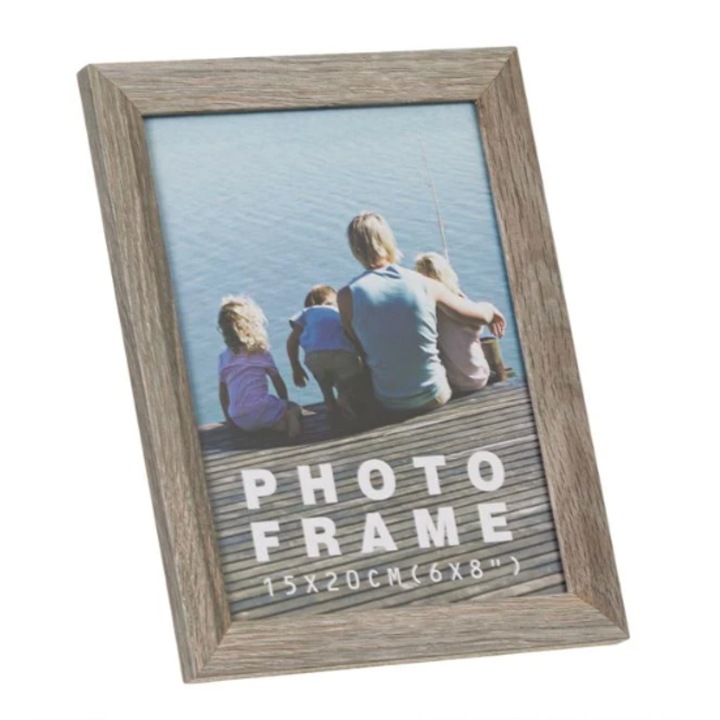 Dekoratív képkeret szürke fával, 15x20 cm