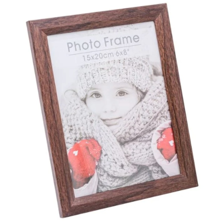 Sötétbarna fából készült dekoratív képkeret 15x20cm