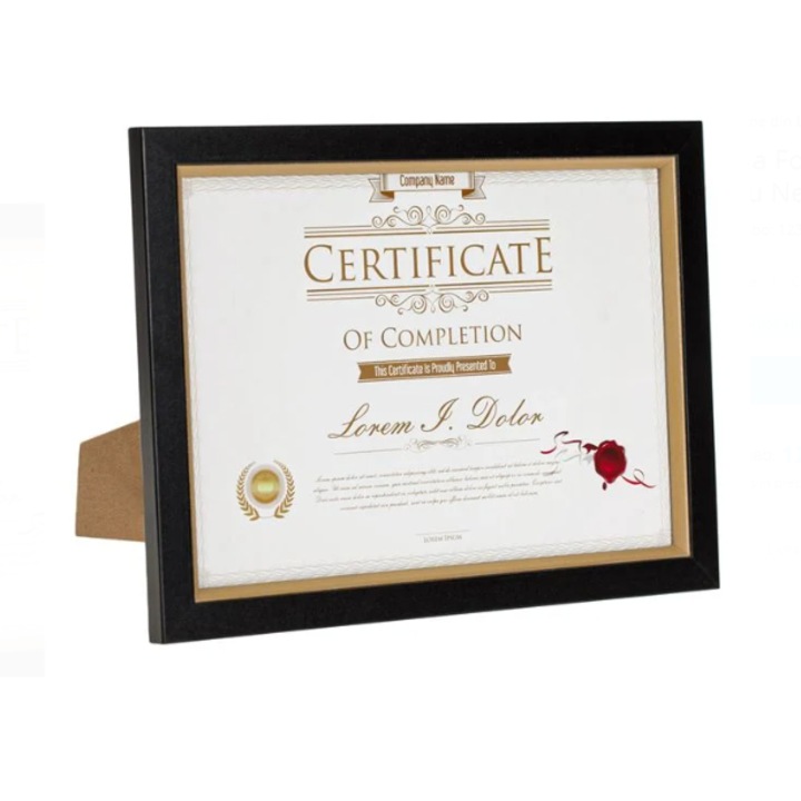 Rama Foto Decorativa A4 cu Cadru Dublu Auriu Negru 21x30cm