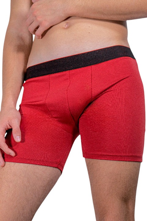 Boxeri lungi barbati, rosu, 4XL INTL, bumbac-elastan