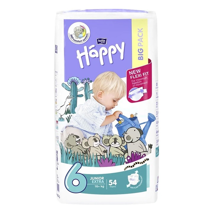 Pachet 2 X Scutece Pentru Copii Happy Numarul 6 Junior Extra 54 buc x 2