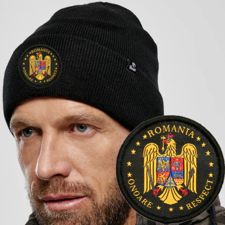Caciula/ Fes, Cu Emblema Stema Romaniei, Barbati, Marime Universala, Neagra