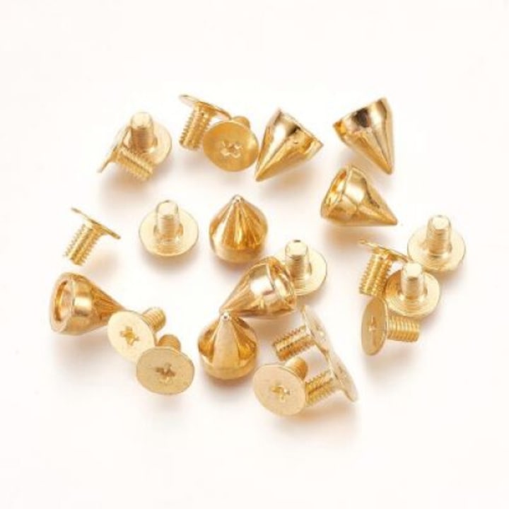 20 darabos készlet arany fém szegecsekkel, csavarral 9x7mm, dekoratív fém díszek táskákhoz, cipők, kabátok, övek, barkácsolás
