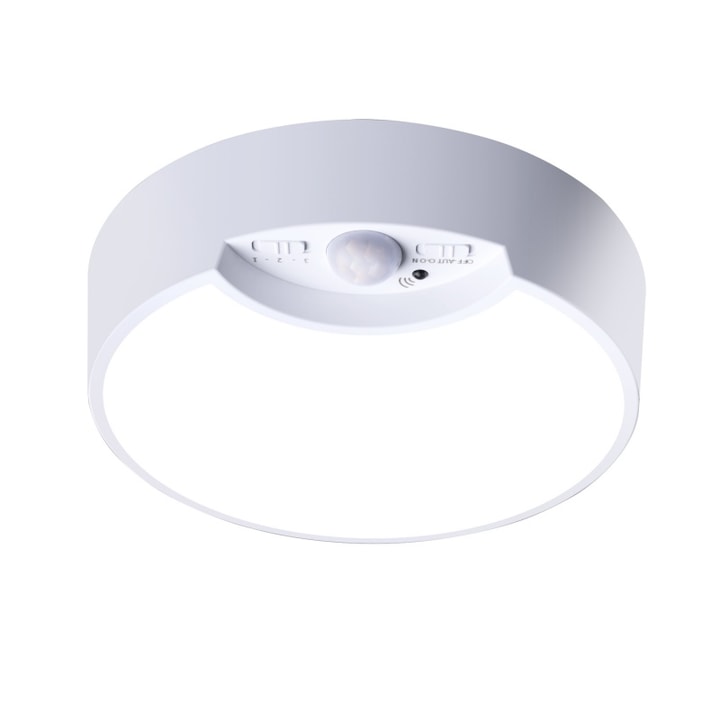 LED плафон, трицветна настройка, 5400mAh, разпознаване на човешкото тяло, фотоелектричен сензор, с дистанционно управление, бял