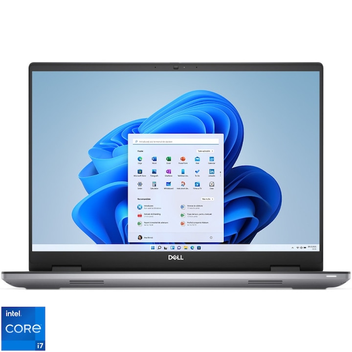 Dell Precision Workstation 7680 laptop, Intel® Core™ i7-13850HX processzorral (akár 5,3 GHz-ig), 16" Full HD+ kijelzővel, 32 GB RAM-mal, 1 TB SSD-vel, NVIDIA® GeForce RTX™ 3500 12 GB GDDR6 grafikus kártyával, Windows 11 Pro, ezüst színben