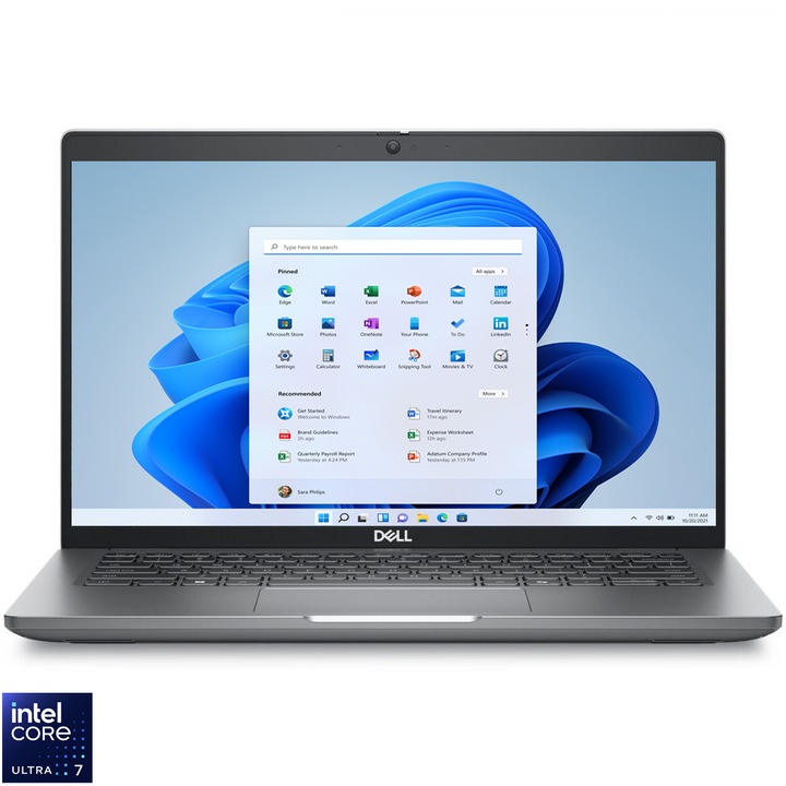 Dell Latitude 5450 laptop Intel® Core™ Ultra 7 165U processzorral, akár 4,9 GHz-ig, 14.0'', Full HD, IPS, 32 GB DDR5, 512 GB SSD, Intel® Graphics, Windows 11 Pro, ezüst színű