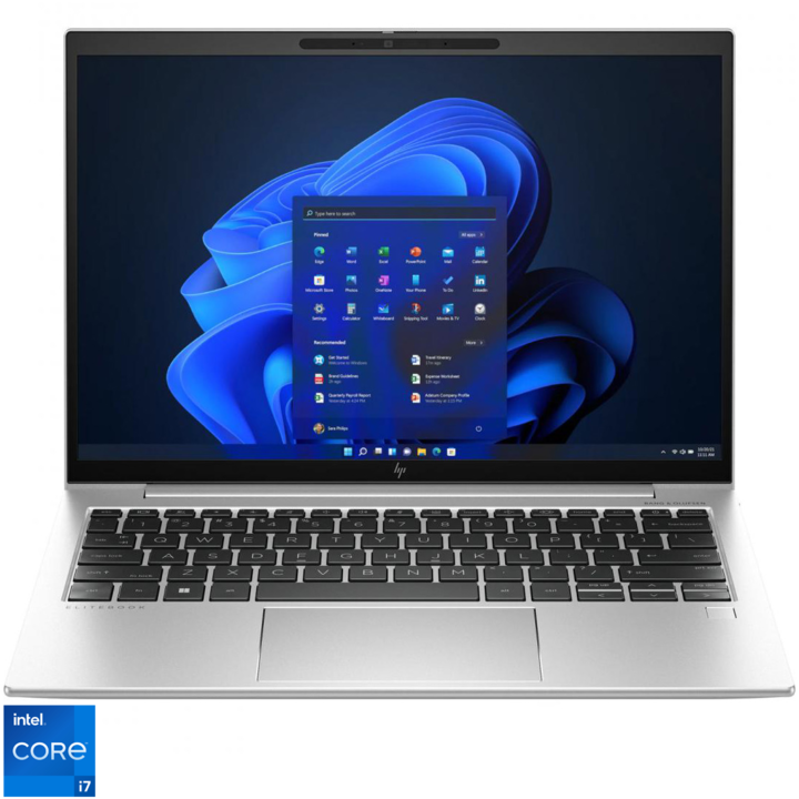 Laptop HP EliteBook 830 G10 cu procesor Intel® Core™ i7-1355U pana la 5.0GHz, 13.3'', WUXGA, 32GB LPDDR5 RAM, 1TB SSD, Intel® Iris Xe Graphics, Windows 11 Pro, Silver