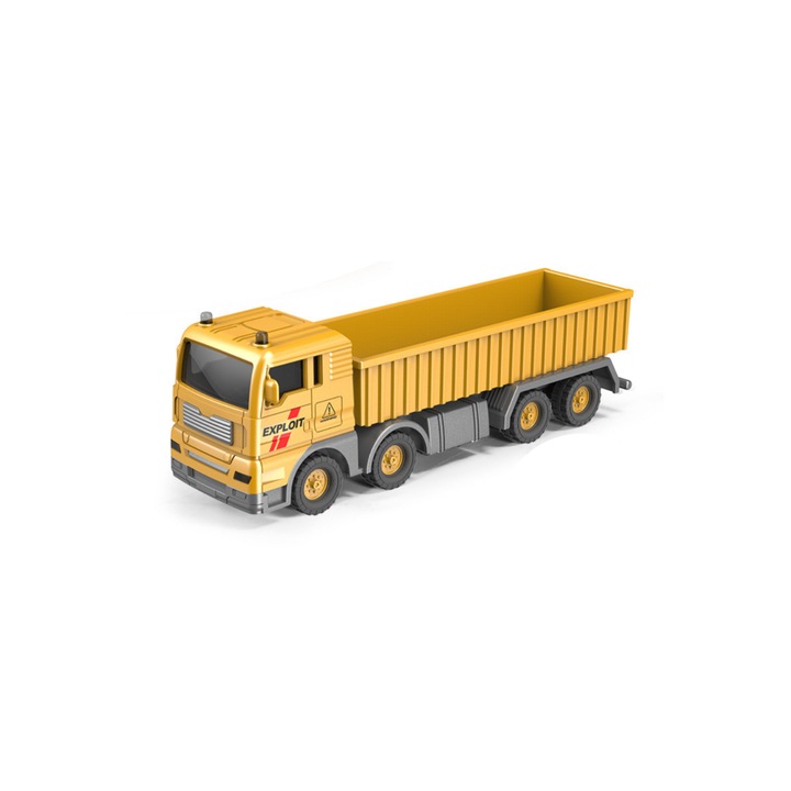 Jucarie vehicul utilitar metalic, utilaj de constructie bascula, Galben, AleFla Eshop