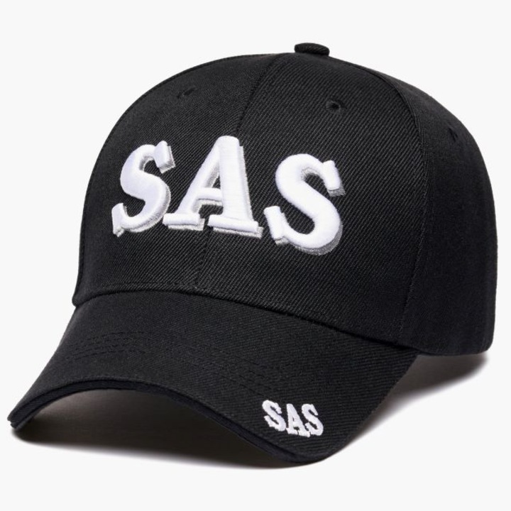 Sapca Premium Sas, Barbati, Broderie 3D, Neagra, Marime reglabila