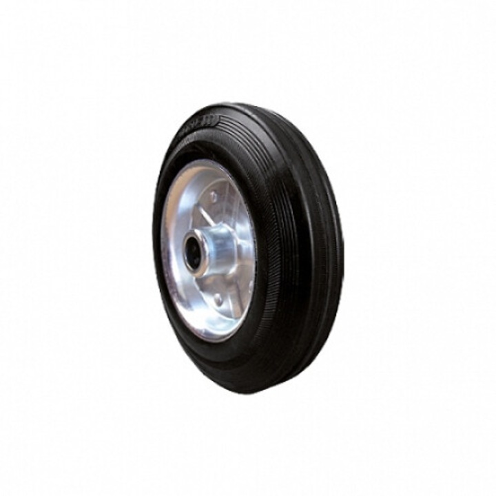 Roata Completa, Anvelopa Din Cauciuc Negru Standard, Hub Din Otel Din Tabla Presata, Rulmenti, Latime Banda De Rulare: 25 mm, Diametru Ax: 20 mm, Diametru Roata: 160 mm, Latime Ax: 60 mm, Negru