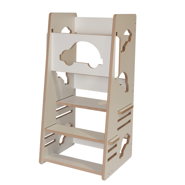 Turn de invatare - learning tower alb masinuta