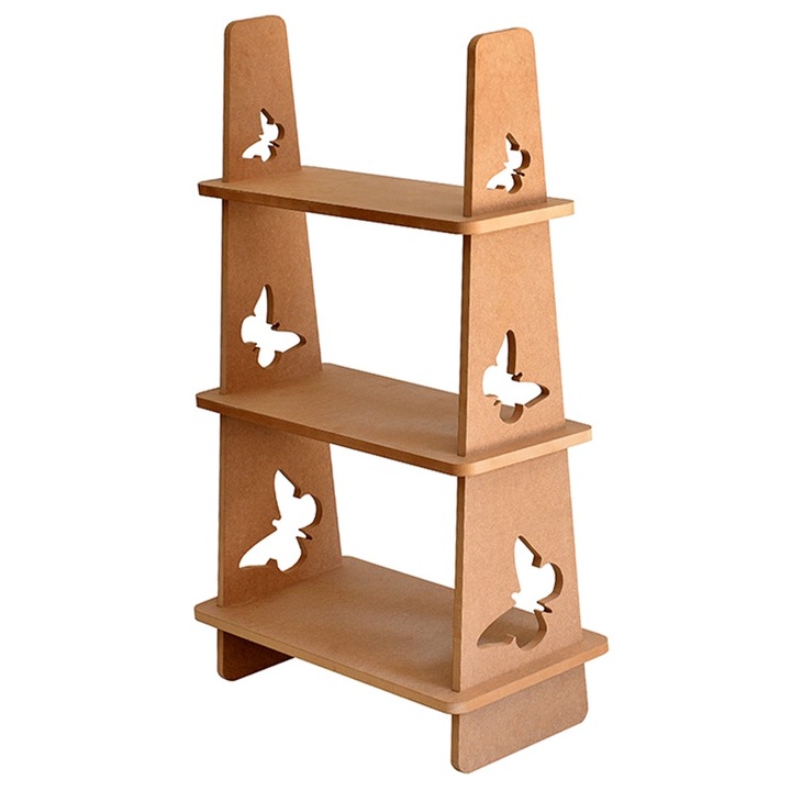 Biblioteca copii, decor fluturasi, mdf natur