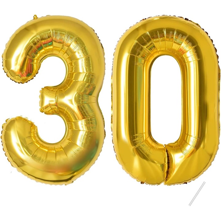 Baloane folie cifra pentru Aniversare 30 ani, 100 cm, Auriu