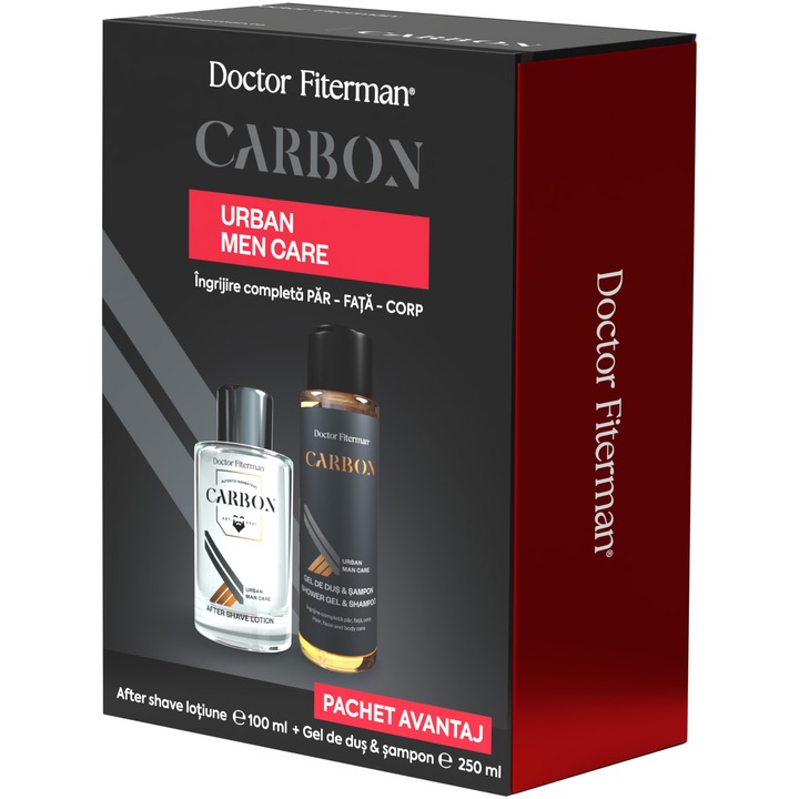 Carbon Fiterman csomag: Borotválkozás utáni lotion, 100ml + Tusfürdő és sampon, 250 ml