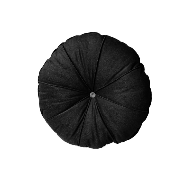 Perna decorativa rotunda, neagra, 35cm, material catifea