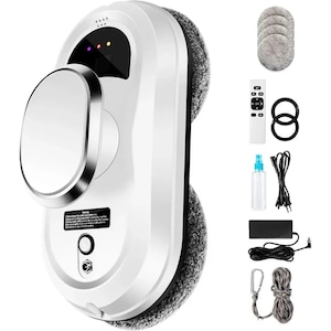 Robot de curatare geamuri, masina inteligenta si complet automata de curatare a ferestrelor cu lavete de microfibra, 90W, 5600 Pa