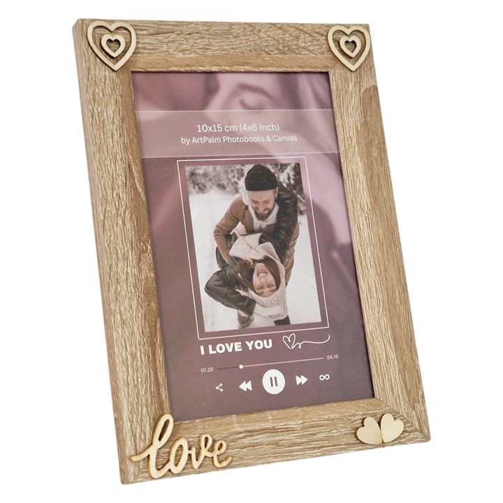 Rama foto Love 10x15 cm, cu ornamente din lemn