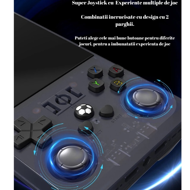 Consola de Jocuri Portabila, Ecran HD de Inalta Calitate de 3, 5 Inch, Design Compact, cu Card de 128 Gb inclus in Consola, Rezolutie de 1280 x 720, Procesor RK3326 /ARM 64bit Cortex-A35 CPU up to 1.5GHz, Baterie 3500 mah, Wi-Fi, mufa C, culoare Purple