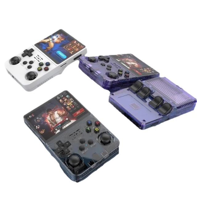Consola de Jocuri Portabila, Ecran HD de Inalta Calitate de 3, 5 Inch, Design Compact, cu Card de 128 Gb inclus in Consola, Rezolutie de 1280 x 720, Procesor RK3326 /ARM 64bit Cortex-A35 CPU up to 1.5GHz, Baterie 3500 mah, Wi-Fi, mufa C, culoare Purple