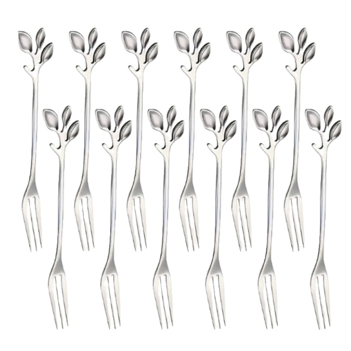 Set furculite inox model floare 12 cm, 12 piese