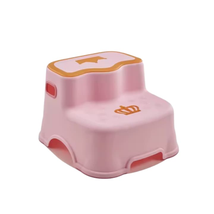 Детска седалка за тоалетна, баня и кухня, Мултифункционална двустепенна, Табуретка, Стълба, DARO®, Розово/Кафяво