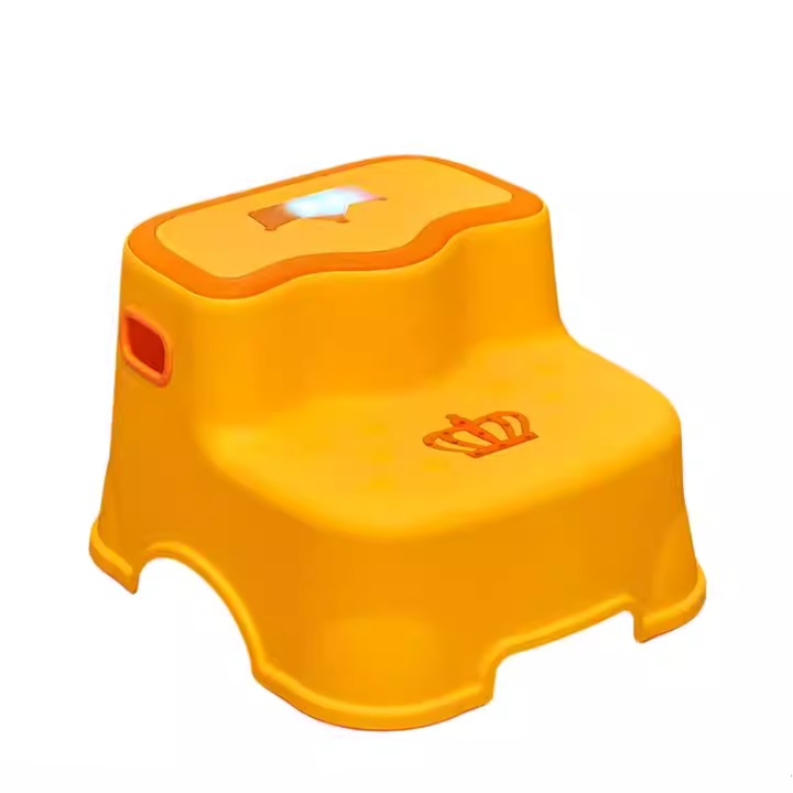 Мултифункционална детска седалка с две степени за тоалетна, баня и кухня, Табуретка, Стълба, DARO®, Жълто/Кафяво