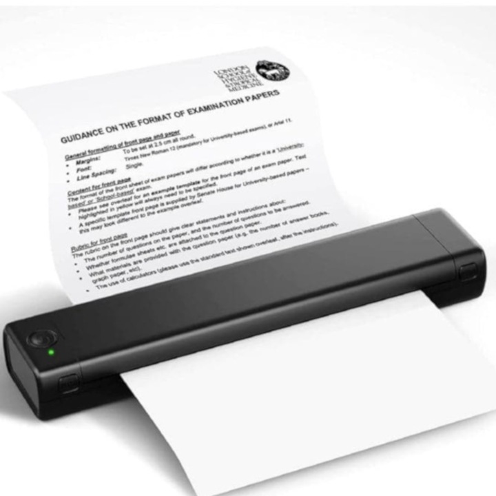 Imprimanta Portabila Bluetooth A4 Phomemo M08F, Wireless si USB Type-C, Baterie 1200mAh - 140 Pagini per Incarcare, Hartie Termica, Rezolutie 203 DPI, 19 Sec/Pagina, Fara Cerneala sau Toner, Negru