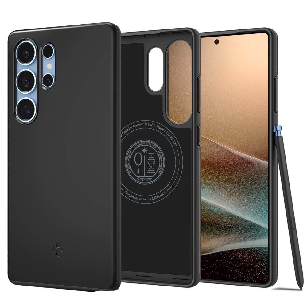 Husa slim Spigen Thin Fit MagSafe compatibila cu Samsung Galaxy S25 Ultra Black