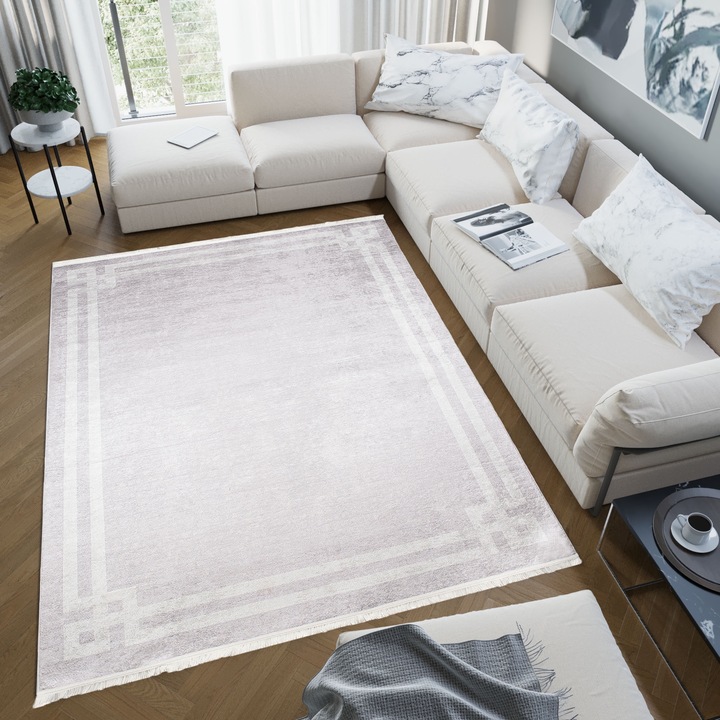 Covor, Tapiso, Toscana, Material Polipropilena, Dimensiune 140x200 cm, Design Clasic, Destinat Pentru Camera De Zi, Dormitor, Hol, Bucatarie, Inaltime Fir 6 mm, Greutate 2.52 kg, 21281, Gri Deschis