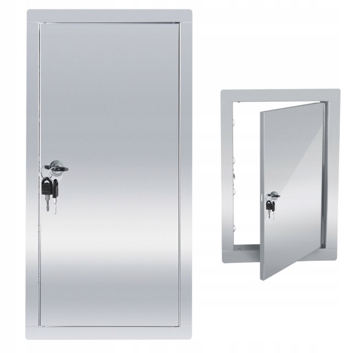 Usa metalica de revizie pentru instalatii: apa, canalizare, gaz, incalzire centrala, pentru inchidere si inspectie, rezistenta si usor de instalat, cu sistem de inchidere cu cheie, 30x40, Argintiu