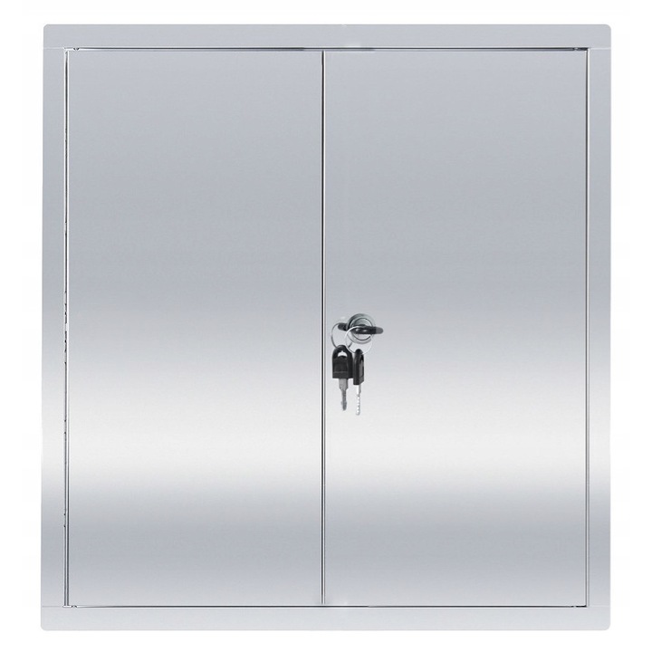 Usa metalica de revizie pentru instalatii: apa, canalizare, gaz, incalzire centrala, pentru inchidere si inspectie, rezistenta si usor de instalat, cu sistem de inchidere cu cheie, 100x80, Argintiu