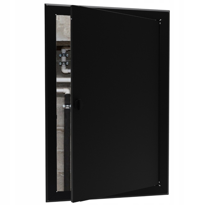 Usa metalica de revizie pentru instalatii: apa, canalizare, gaz, incalzire centrala, pentru inchidere si inspectie, rezistenta si usor de instalat, 40x80, Negru