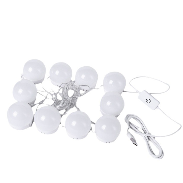 Полилей, три цвята, USB зареждане, сензорен превключвател, огледало за грим (не е включено), малко и преносимо