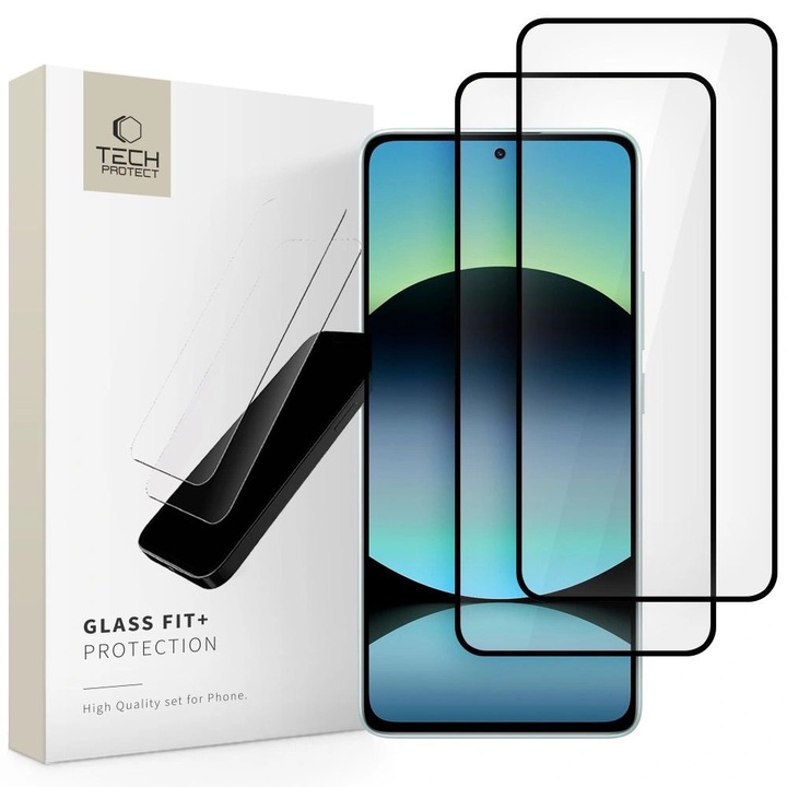 2 db Tech-Protect Glass Fit+ képernyővédő fólia készlet Xiaomi Redmi Note 14 4G/5G, 9H, oleofób, 158x71mm