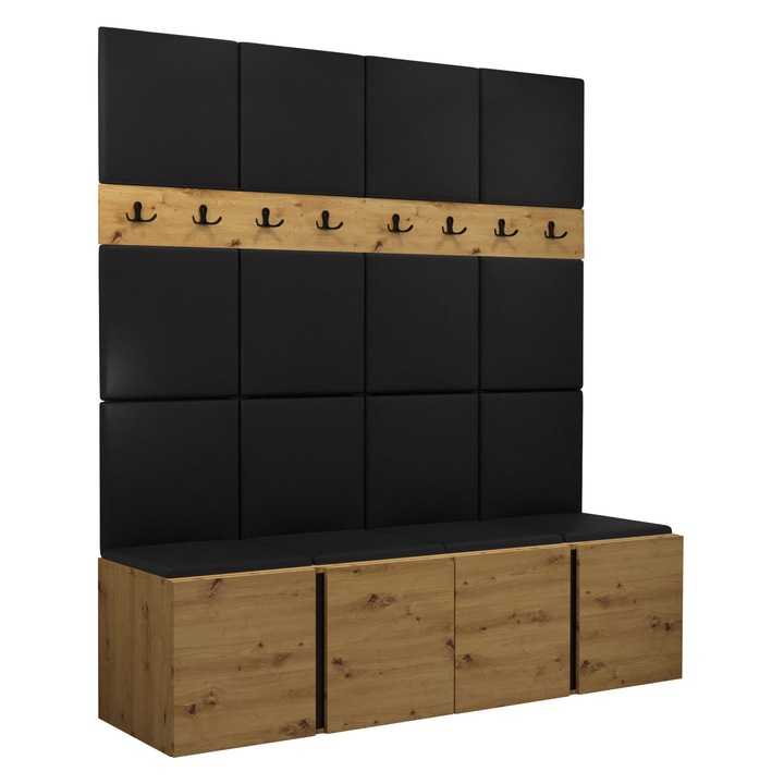 Mobilier pentru hol Tavasz V, MIRJAN24, artisan / negru, 46x168x186 cm