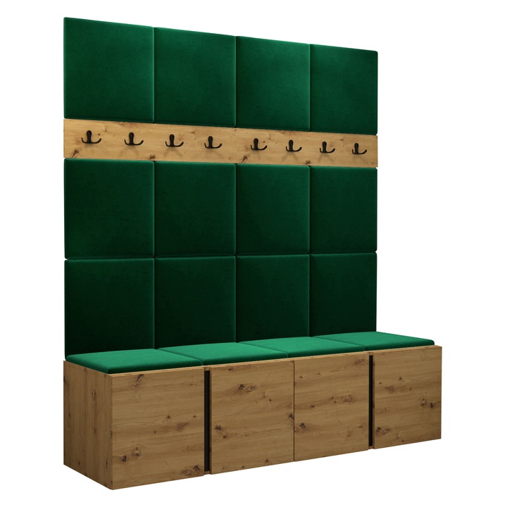 Mobilier pentru hol Tavasz V, MIRJAN24, artisan / verde, 46x168x186 cm