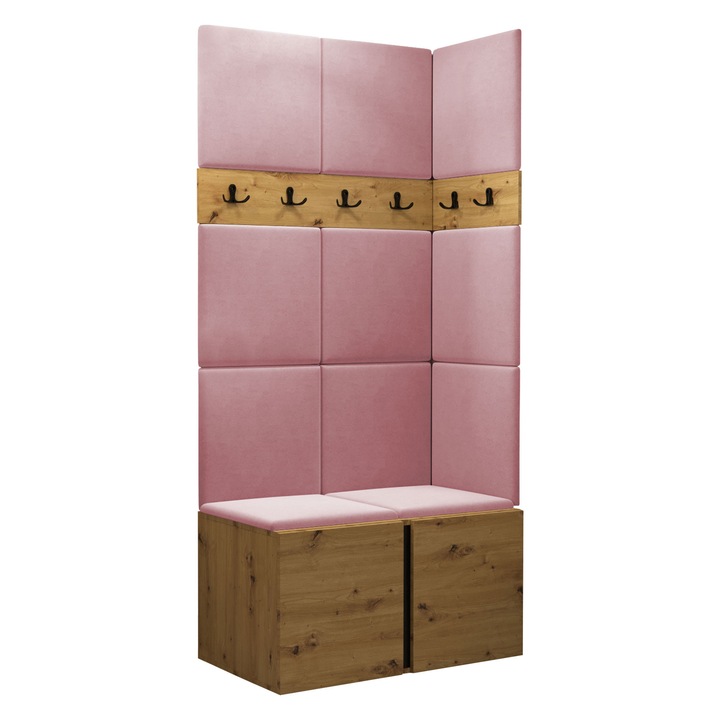 Mobilier pentru hol Tavasz I, MIRJAN24, artisan / roz, 46x84x186 cm