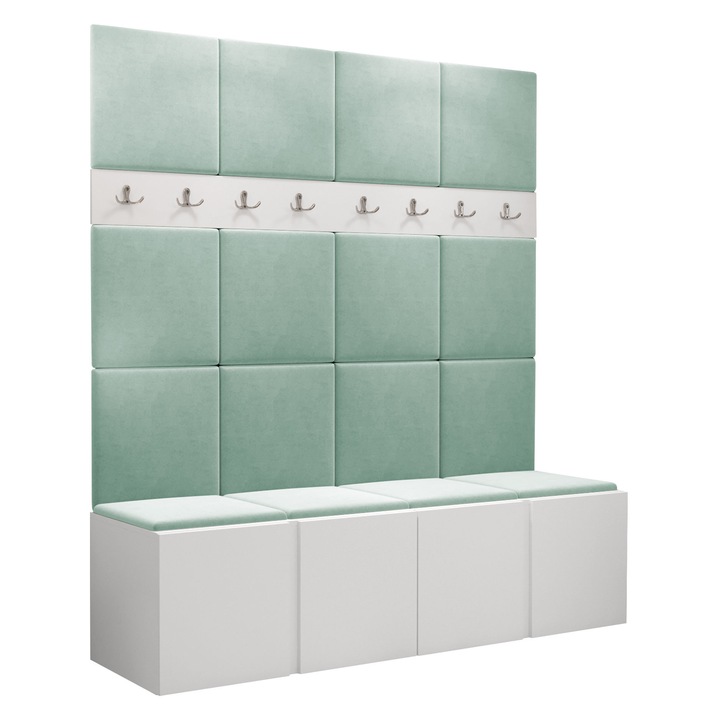 Mobilier pentru hol Tavasz V, MIRJAN24, alb / menta, 46x168x186 cm