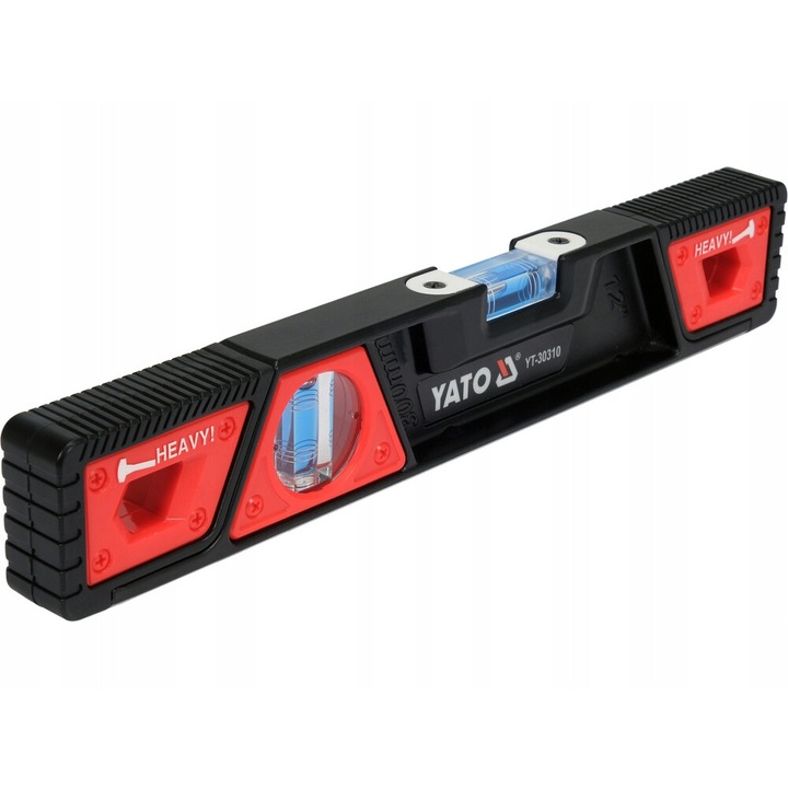 Nivela magnetica Yato 300 mm, aluminiu, 2 libelle, 3 magneti