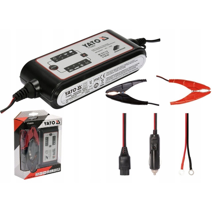 Redresor auto Yato 6-12V/4A, 5-120Ah, IPX0