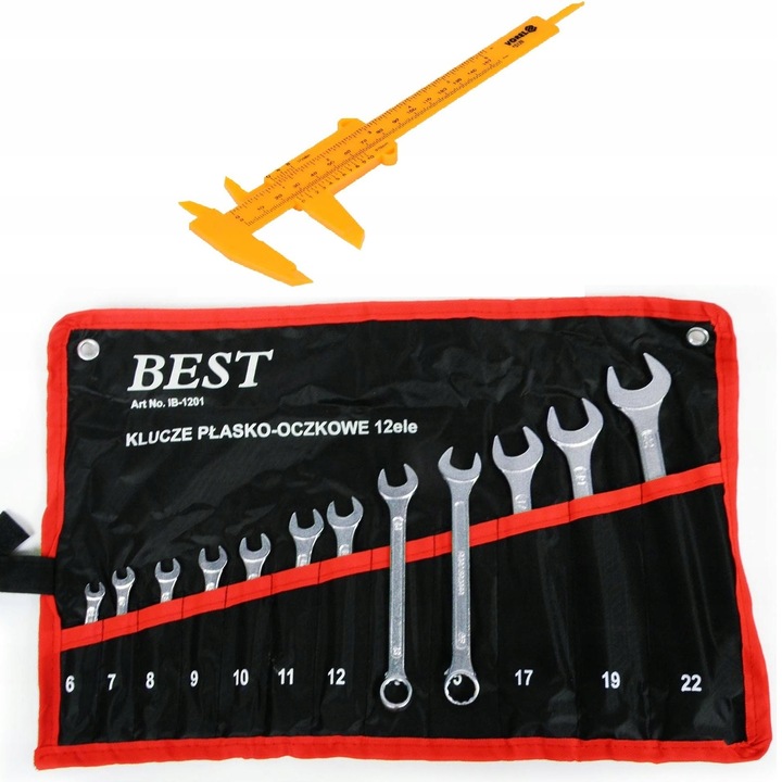 Set chei cu capete hexagonale 12 el, Silver, 6-22 mm, inclusiv subler 150 mm, polipropilen