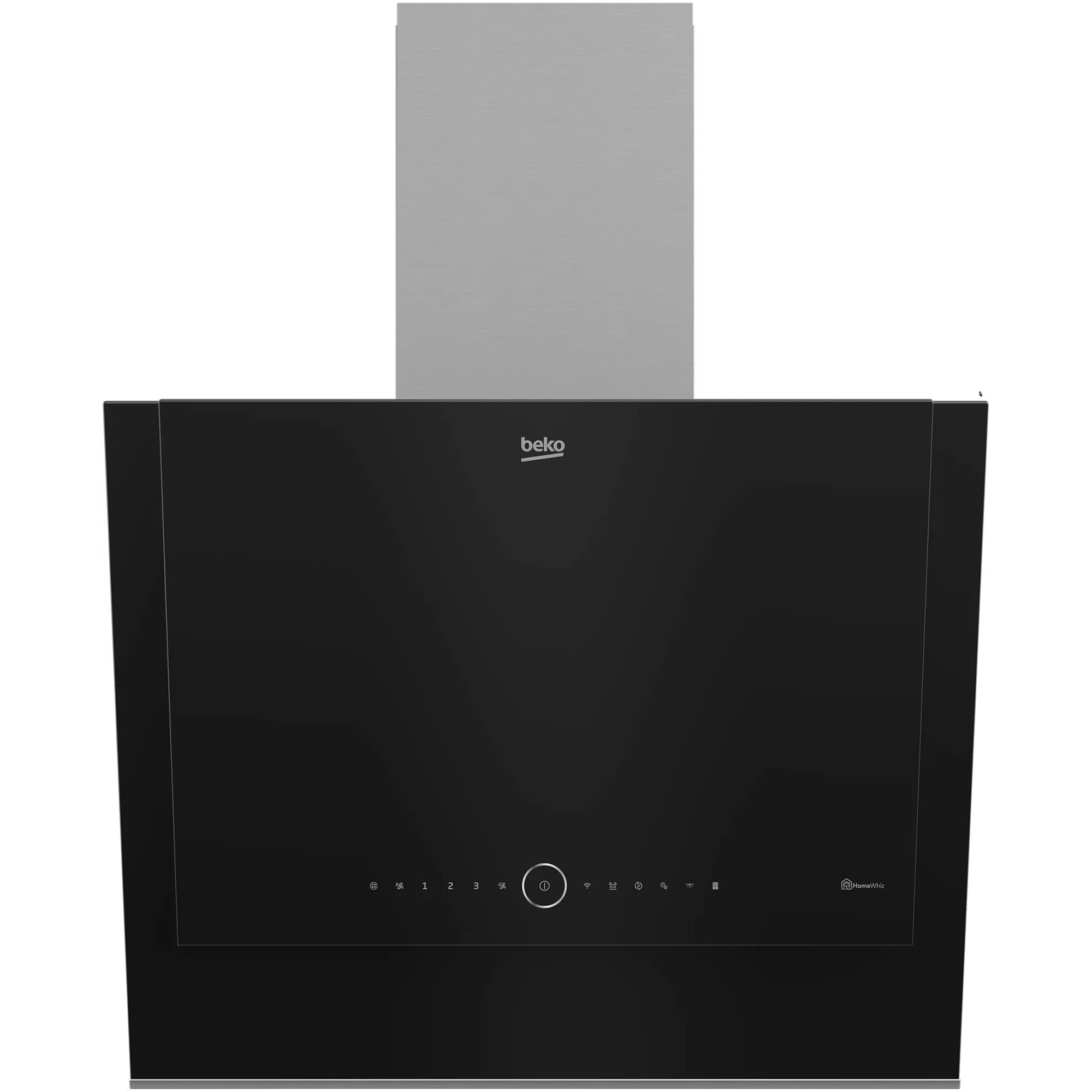 Hota incorporabila decorativa Beko BHCA67841BBHSI, Putere de absorbtie 850 mc/h, Hob2Hood connectivity, Iluminare LED, Control touch, Auto Shut-Down, Clasa A++, Sticla neagra