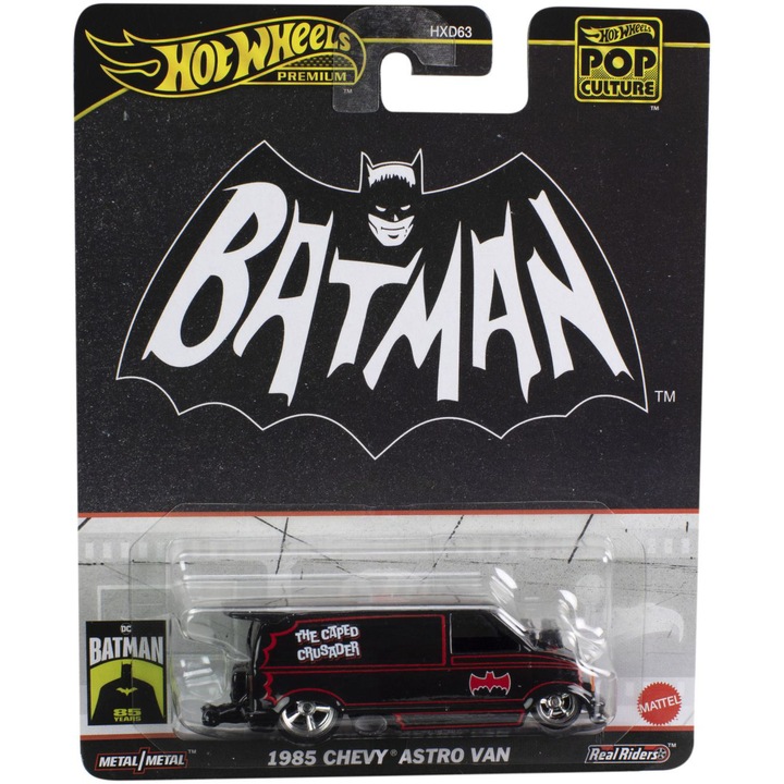 Количка Hot Wheels Premium Car - Real Riders Pop Culture, Batman Chevy 1985 Astro Van, 1:64