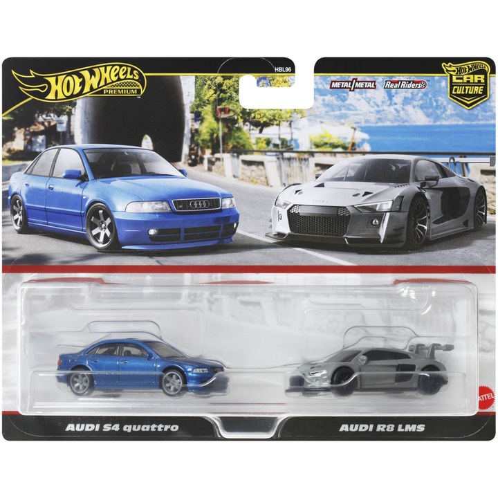 Комплект 2 колчки Hot Wheels - Audi S4 Quattro и Audi R8 LMS, Метални, 1:64