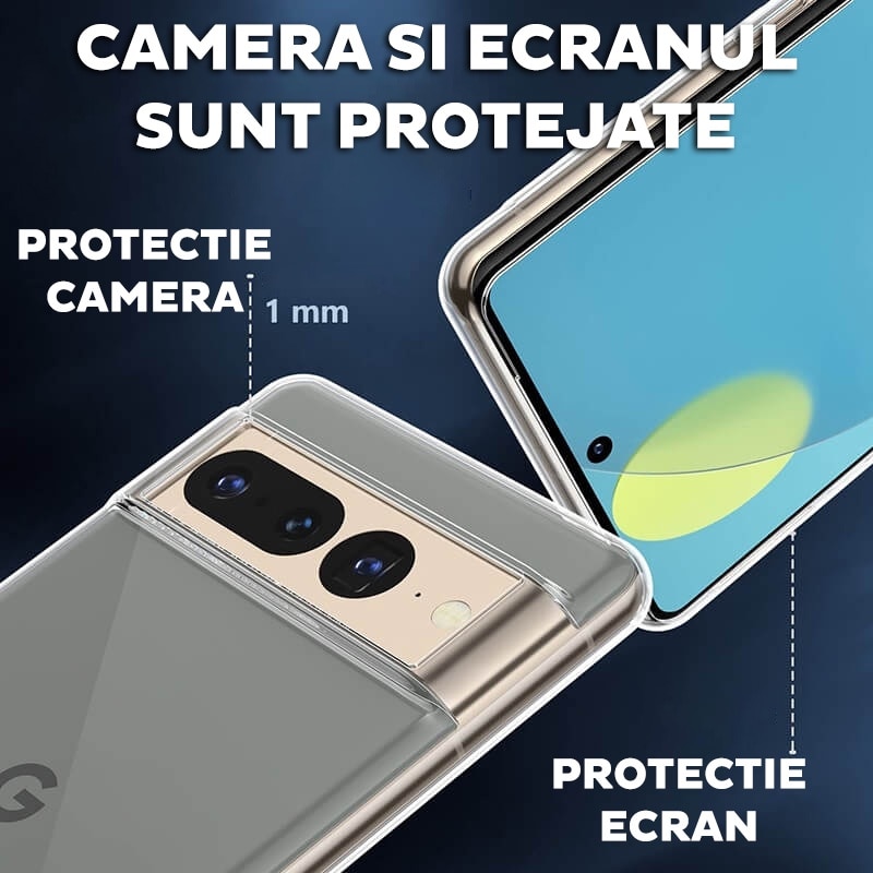 Husa pentru Google Pixel 8 Pro Daden® Transparent Clear, Protectie Camera, Antisoc, Transparenta
